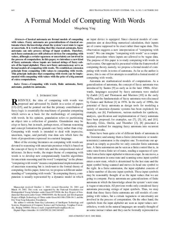 (PDF) A formal model of computing with words