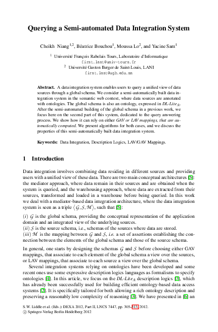 (PDF) Querying a Semi-automated Data Integration System