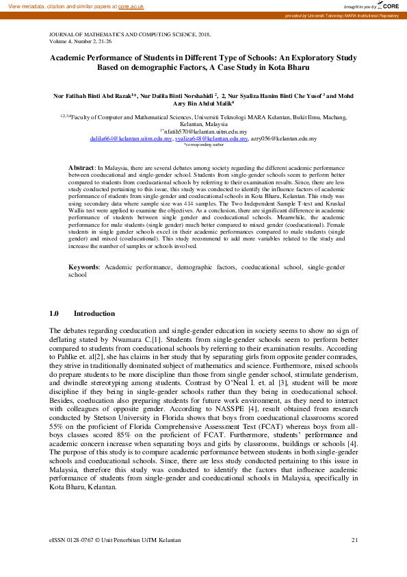 (PDF) Academic Performance of Students in Different Type of Schools: An ...
