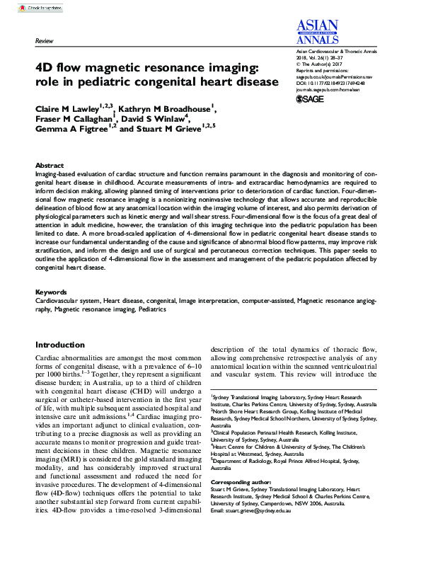 (PDF) 4D flow magnetic resonance imaging: role in pediatric congenital ...