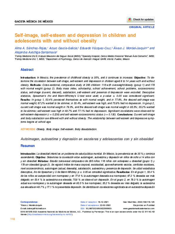 (PDF) Self-image, self-esteem and depression in children and ...