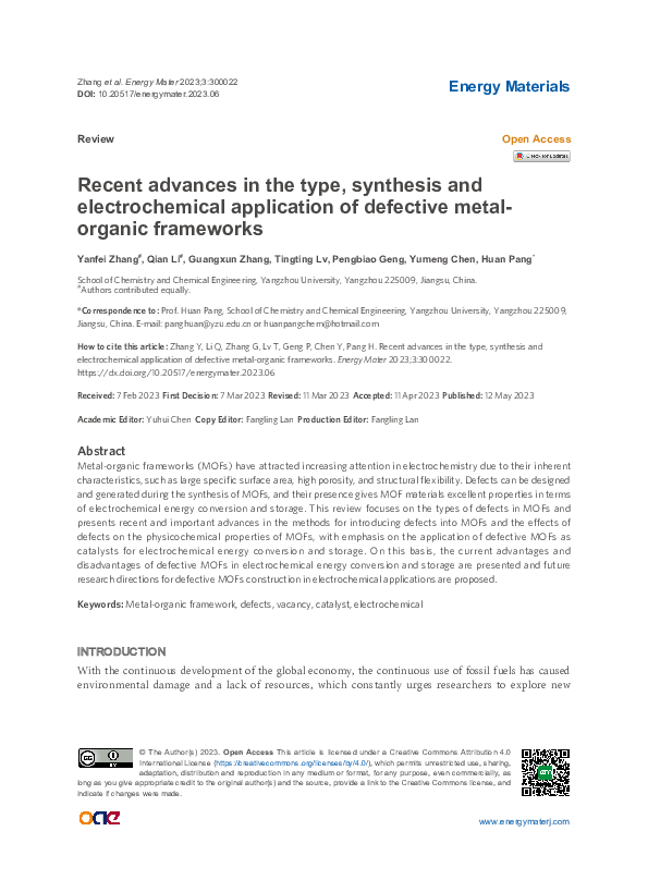 (PDF) Recent advances in the type, synthesis and electrochemical ...