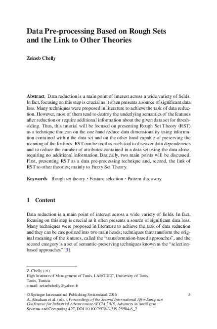 (PDF) Data Pre-processing Based on Rough Sets and the Link to Other ...