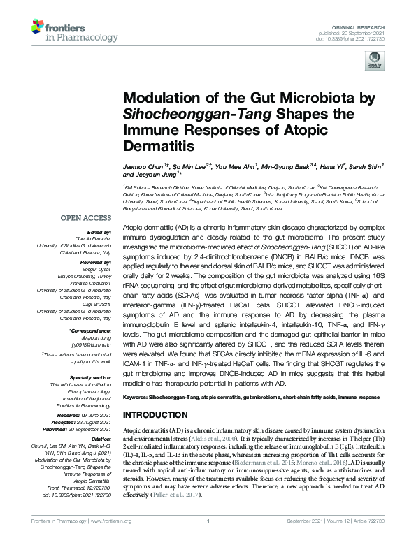 (PDF) Modulation of the Gut Microbiota by Sihocheonggan-Tang Shapes the ...