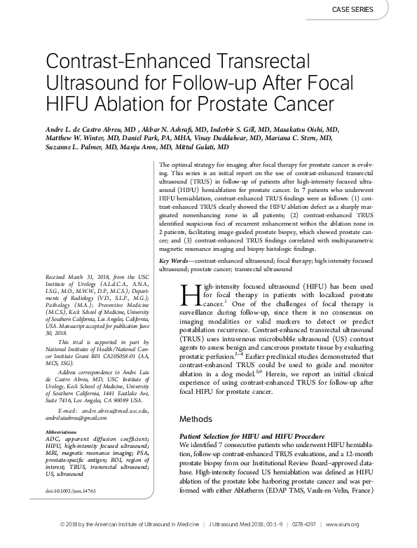 (PDF) Contrast Enhanced Transrectal Ultrasound for the Detection of ...