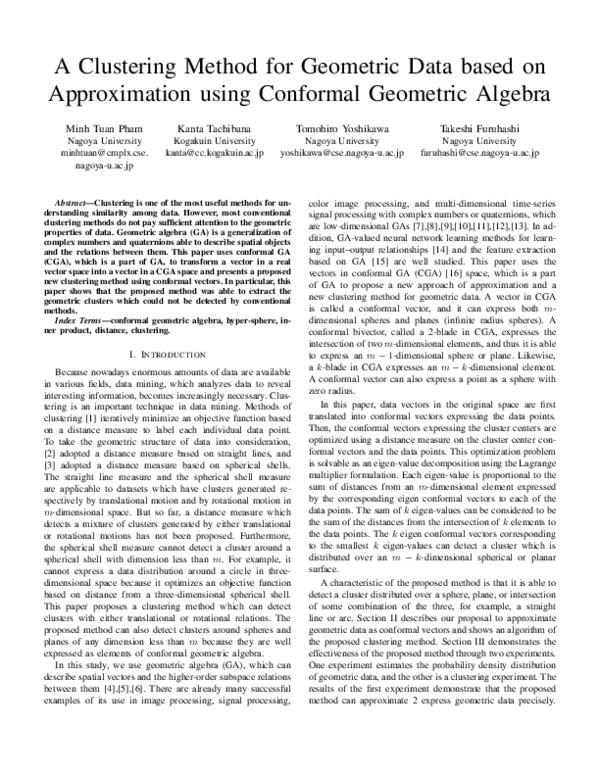 (PDF) A clustering method for geometric data based on approximation ...