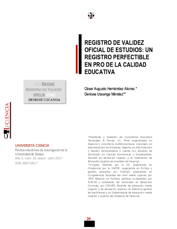 (PDF) Registro De Validez Oficial De Estudios: Un Registro Perfectible ...