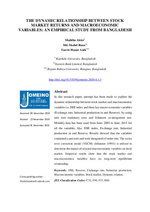 (PDF) The Dynamic Relationship Between Stock Market Returns and ...