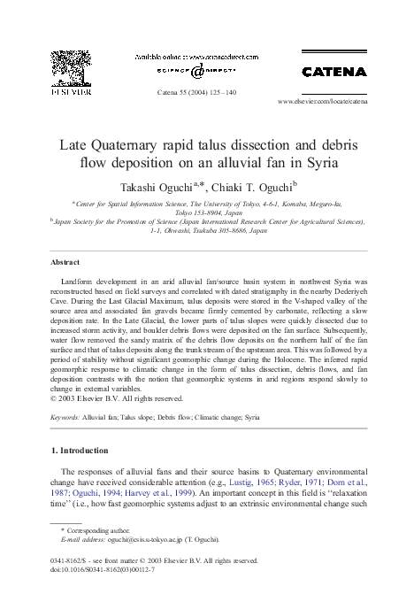(PDF) Late Quaternary rapid talus dissection and debris flow deposition ...