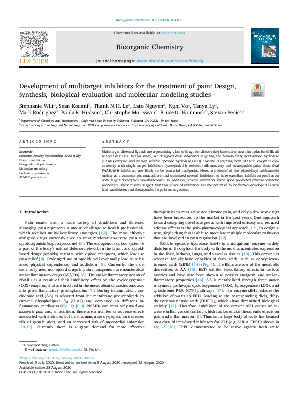 (PDF) Development of multitarget inhibitors for the treatment of pain ...