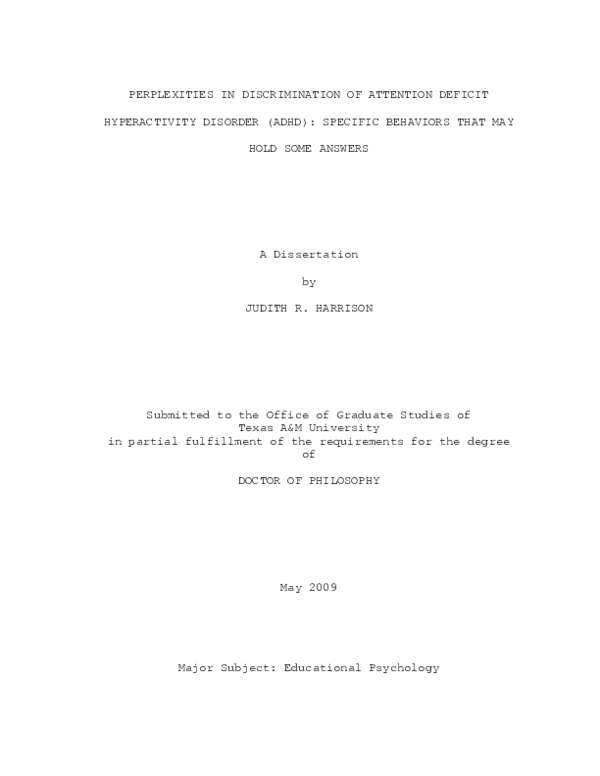 (PDF) Perplexities in Discrimination of Attention Deficit Hyperactivity ...