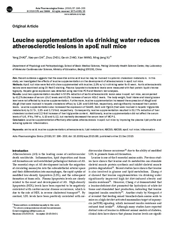 (PDF) Leucine supplementation via drinking water reduces ...