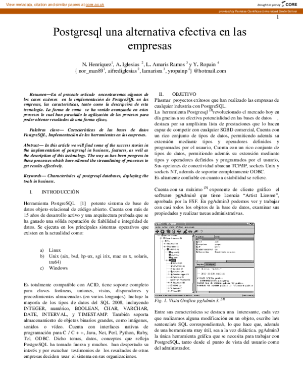 (PDF) Postgresql una alternativa efectiva en las empresas