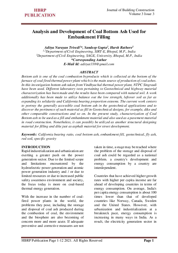 (PDF) Analysis and Development of Coal Bottom Ash Used for Embankment ...