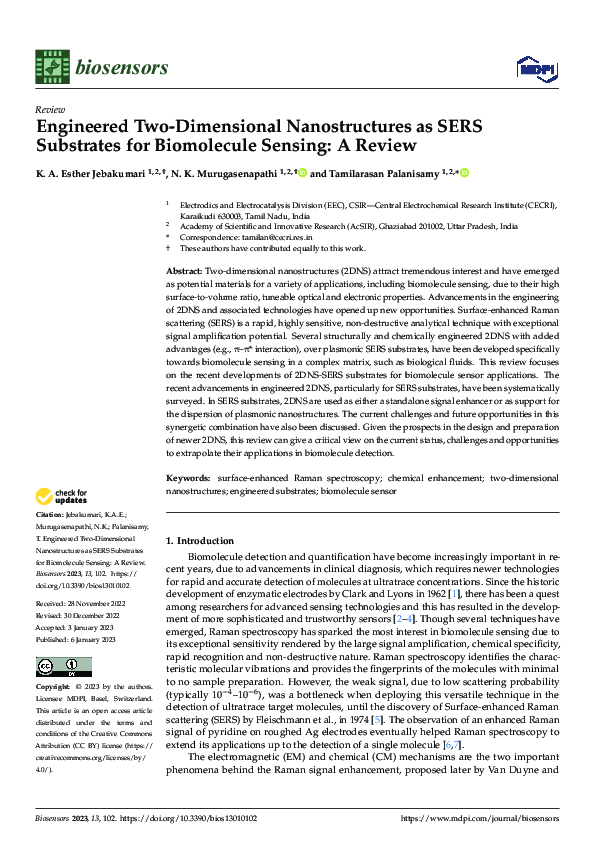 (PDF) Engineered Two-Dimensional Nanostructures as SERS Substrates for ...