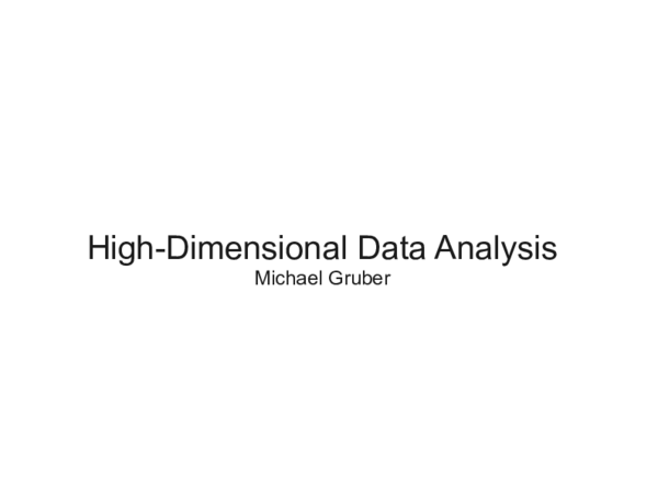 (PDF) High Dimensional Data Analysis