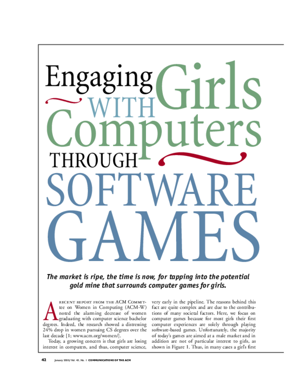 (PDF) Engaging girls with computers through software games