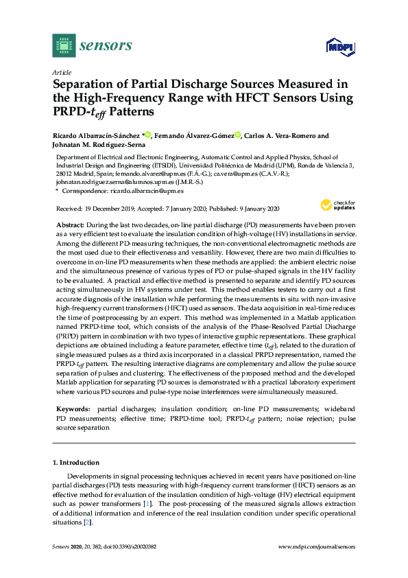 (PDF) Separation of Partial Discharge Sources Measured in the High ...