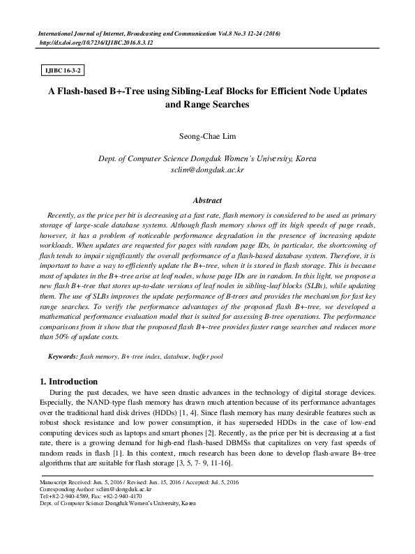 (PDF) A Flash-based B+-Tree using Sibling-Leaf Blocks for Efficient ...