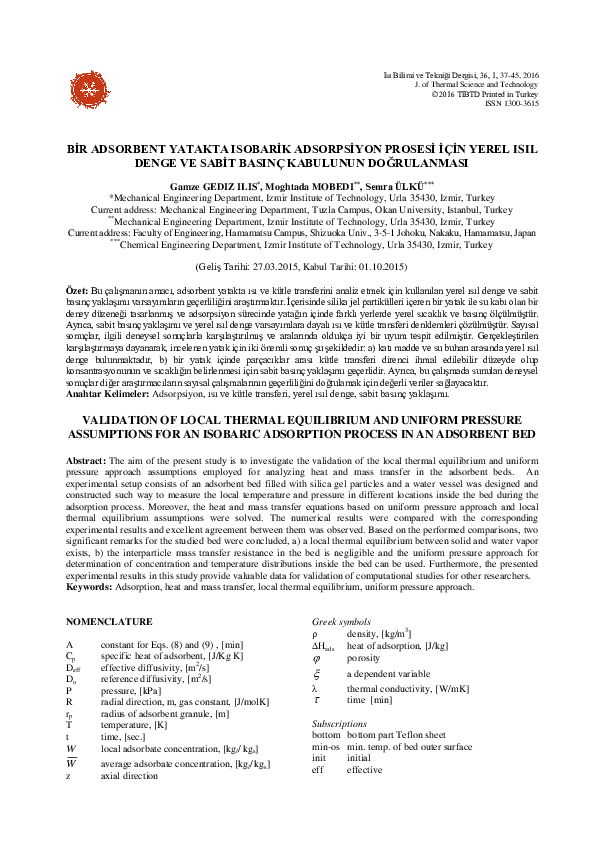 (PDF) Validation of Local Thermal Equilibrium and Uniform Pressure ...