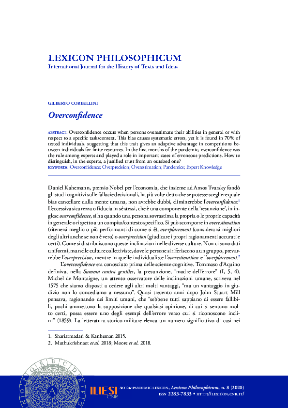 (PDF) Overconfidence