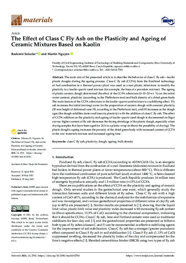 (PDF) The Effect of Class C Fly Ash on the Plasticity and Ageing of ...