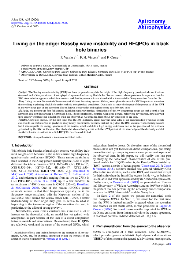 (PDF) Living on the edge: Rossby wave instability and HFQPOs in black ...