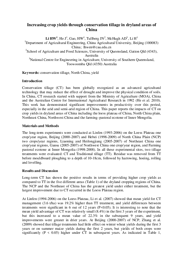 (PDF) Increasing crop yields through conservation tillage in dryland ...