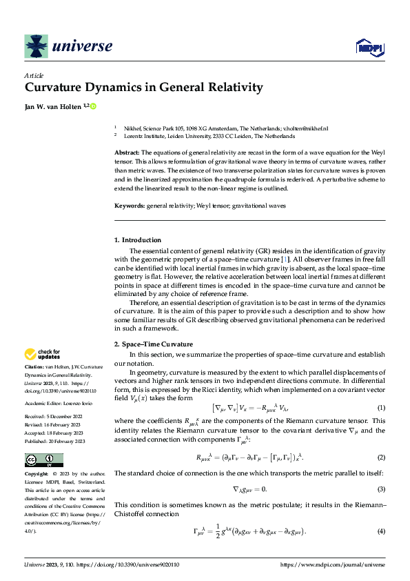 (PDF) Curvature Dynamics in General Relativity
