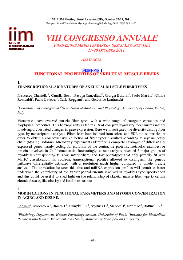 (PDF) Transcriptional signatures of skeletal muscle fiber types