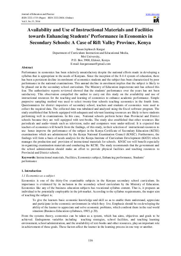 (PDF) Availability and Use of Instructional Materials and Facilities ...