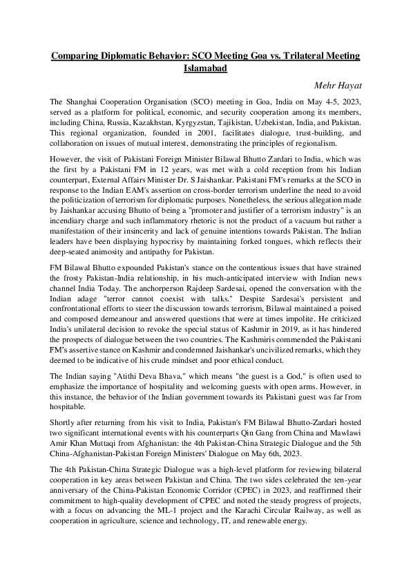 (PDF) Comparing Diplomatic Behavior