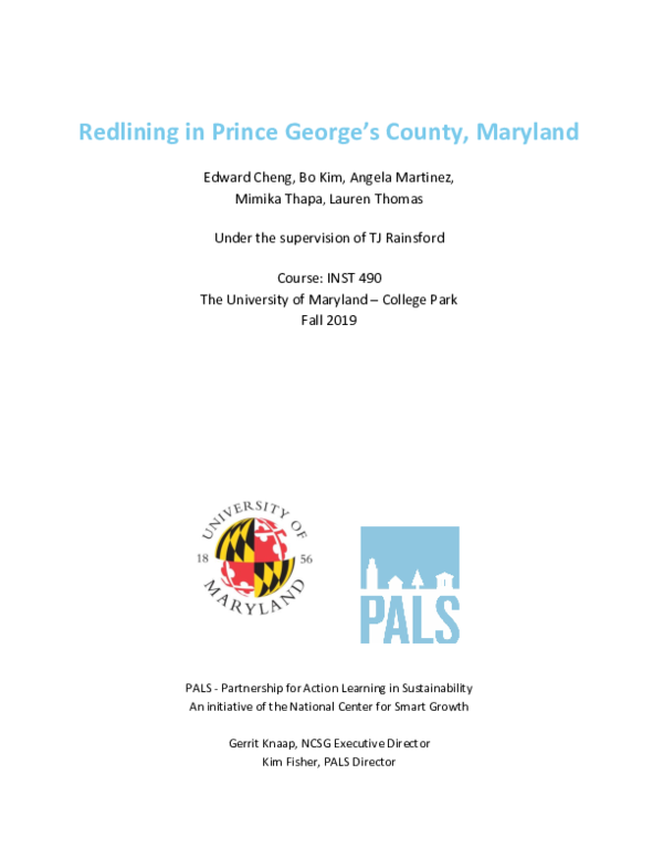 (PDF) Redlining in Prince George’s County, Maryland