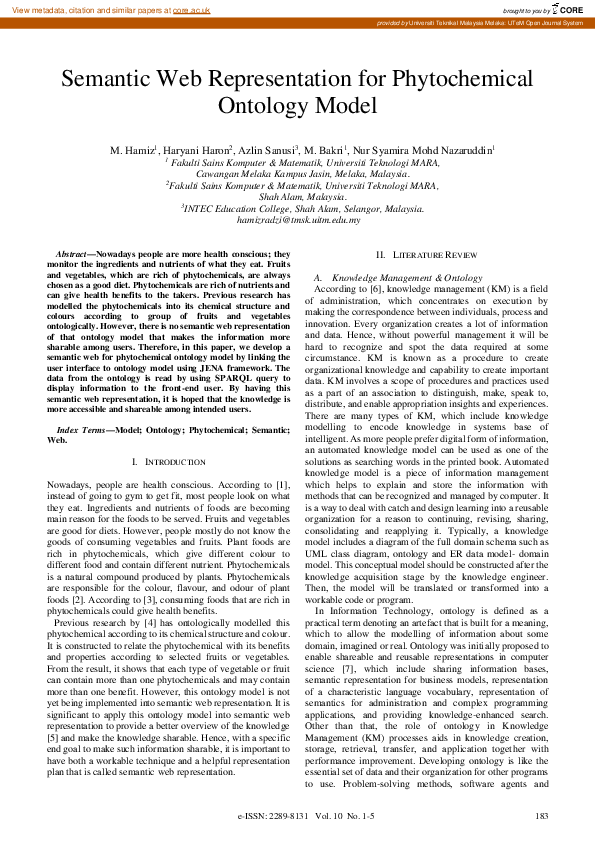 (PDF) Semantic Web Representation for Phytochemical Ontology Model