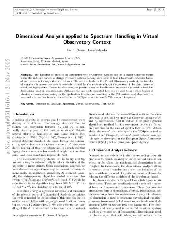 (PDF) (DOI: will be inserted by hand later) Dimensional Analysis ...