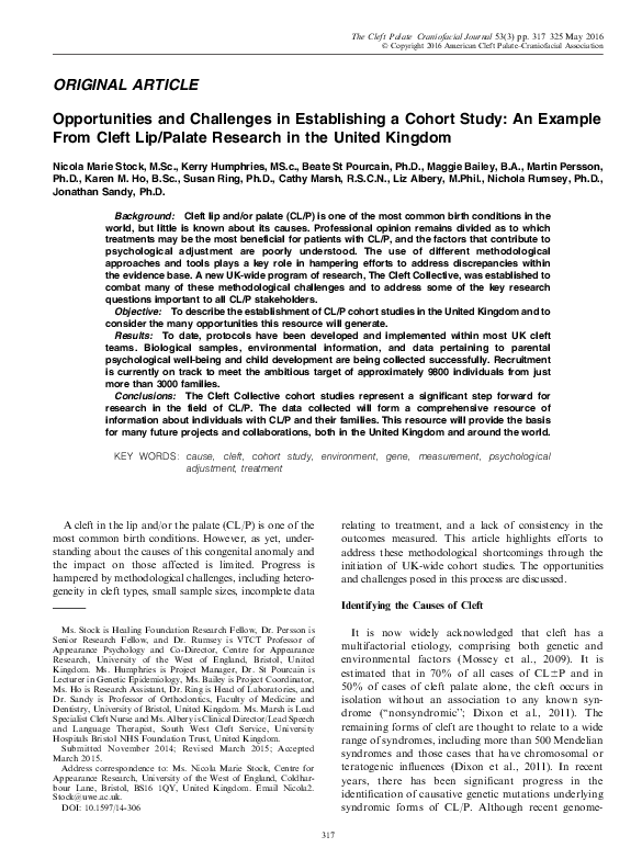 (PDF) Opportunities and Challenges in Establishing a Cohort Study: An ...