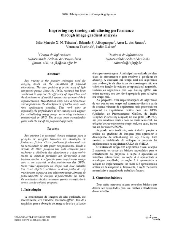 (PDF) Improving Ray Tracing Anti-aliasing Performance through Image ...
