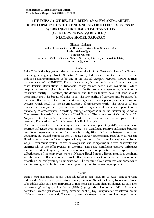 (PDF) The Impact of Recruitment System and Career Development on the ...