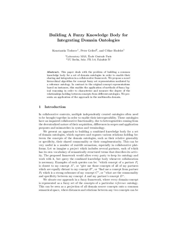 (PDF) Building A Fuzzy Knowledge Body for Integrating Domain Ontologies