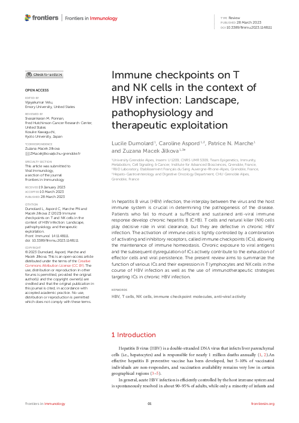 (PDF) Immune checkpoints on T and NK cells in the context of HBV ...