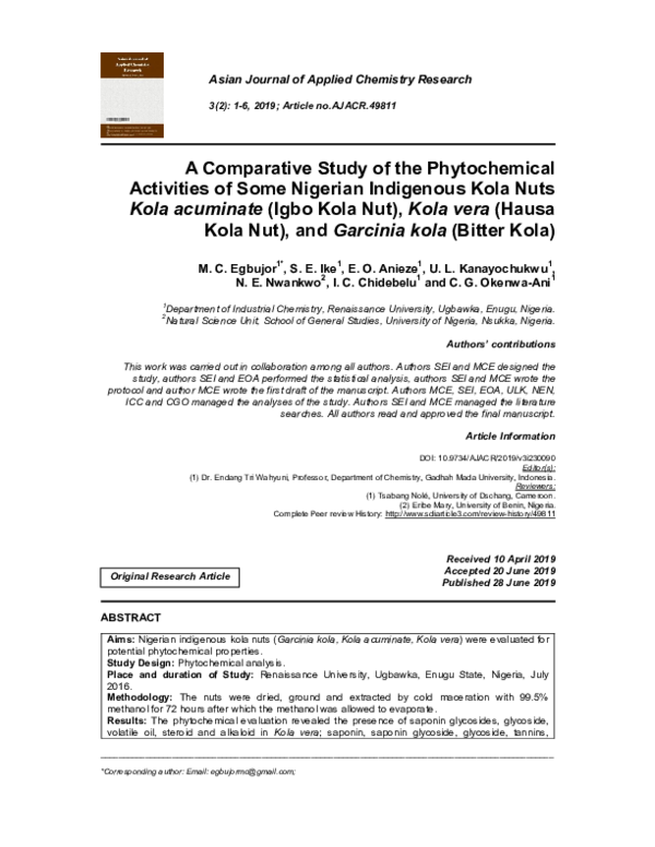 (PDF) A Comparative Study of the Phytochemical Activities of Some ...