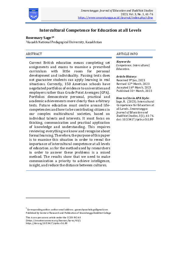 (PDF) Intercultural Competence for Education at all Levels