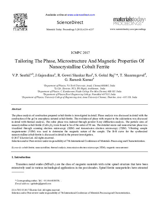 (PDF) Tailoring The Phase, Microstructure And Magnetic Properties Of ...