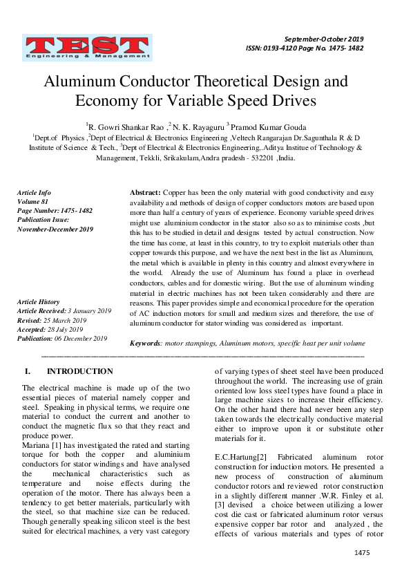 (PDF) Aluminum Conductor Theoretical Design and Economy for Variable ...