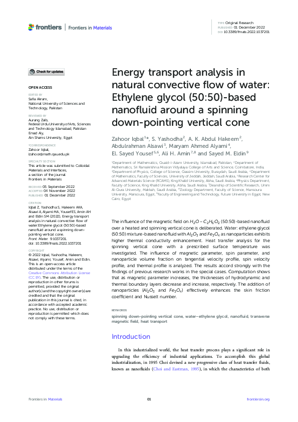 (PDF) Energy transport analysis in natural convective flow of water ...