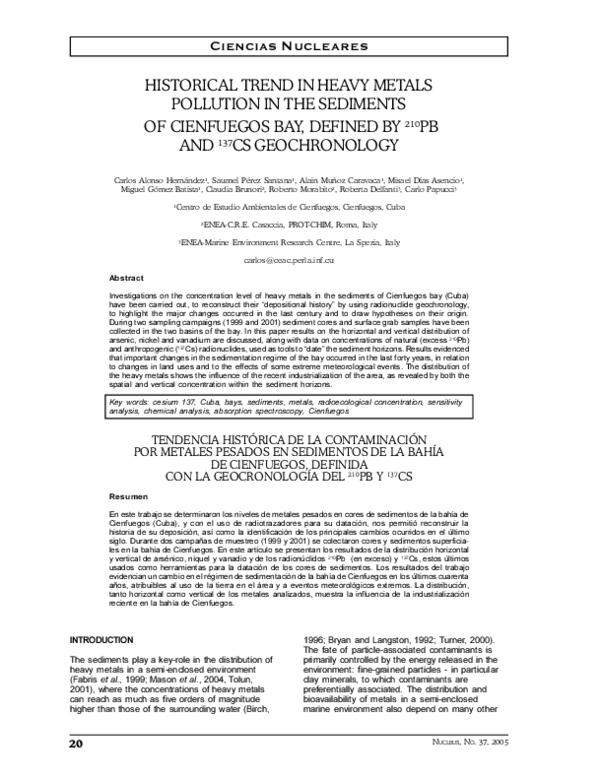 (PDF) Historical trend in heavy metals pollution in the sediments of ...