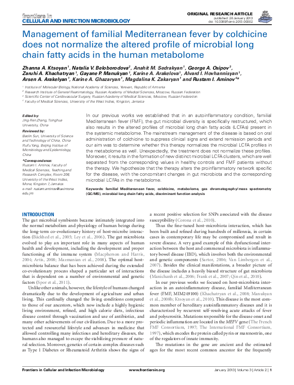 (PDF) Management of familial Mediterranean fever by colchicine does not ...