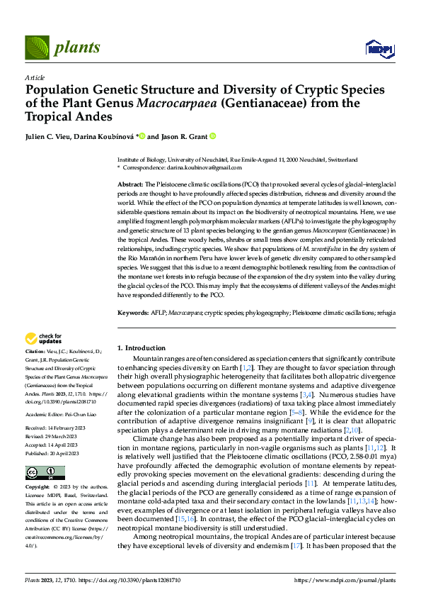 (PDF) Population Genetic Structure and Diversity of Cryptic Species of ...