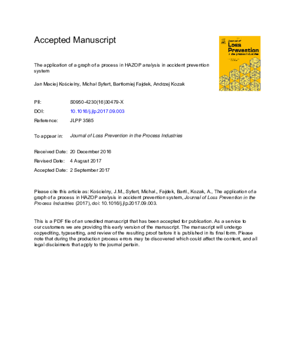 (PDF) The application of a graph of a process in HAZOP analysis in ...