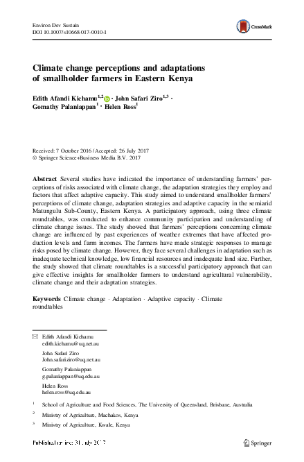 (PDF) Climate change perceptions and adaptations of smallholder farmers ...